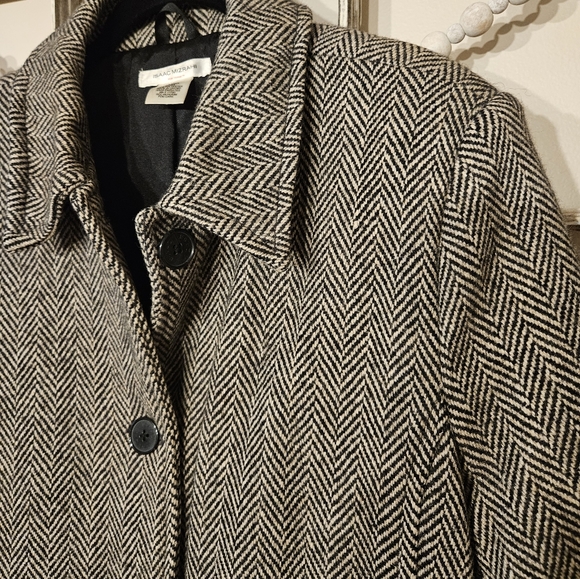 Isaac Mizrahi for Target Herringbone Button Up Wool Coat Jacket Women's Large - Picture 5 of 10